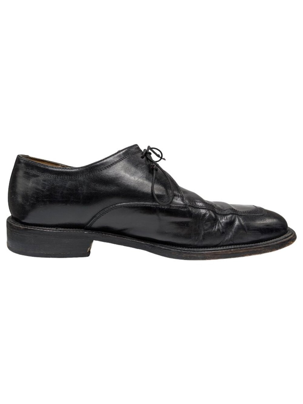 Mercanti Fiorentini Leather Derby Dress Shoes Mens Black Square Toe ITALY Sz 10
